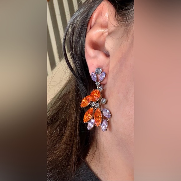 Orange/Red and Purple Chandelier Earrings - Picture 2 of 3